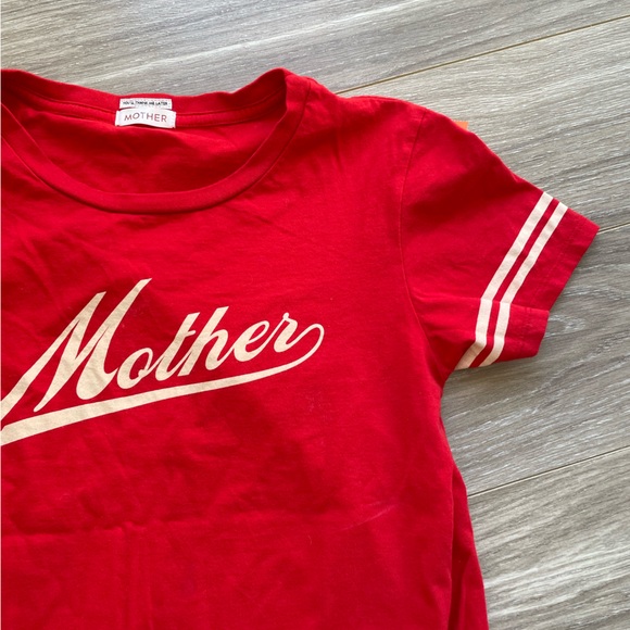 MOTHER The Lil Goodie Goodie Graphic Tshirt Mother Script Red Sz S 100% Cotton - Picture 4 of 7